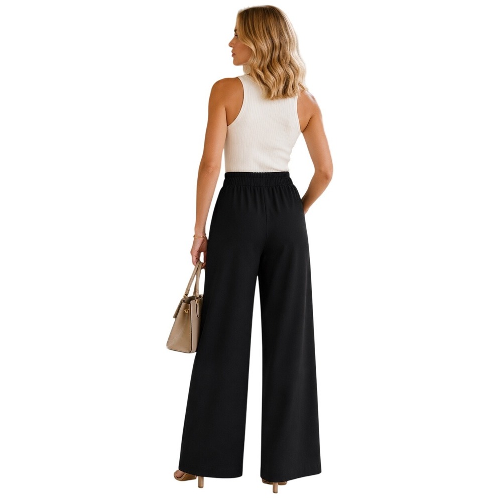 Bardot Black Wide Leg Pull On Pants Elastic Waist Women's Large - Picture 4 of 14